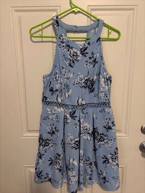 Light Blue Floral Midi Skirt
